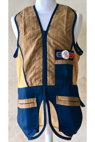 sporting shooting vest navy & gold mesh