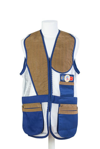 sporting shooting vest navy blue & white mesh
