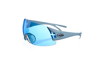 Shooting glasses double temple tip blue pastel