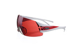 Shooting glasses double temple tip white/red