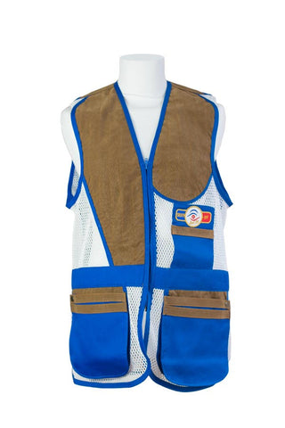 sporting shooting vest azure blue & white mesh