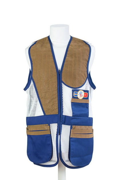 sporting shooting vest navy blue & white mesh